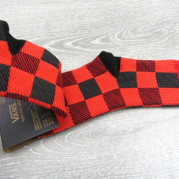 Vans Checkered Plaid Half Crew Socks Women's Size 6.5-10 Red Black (1 Pair) NEW - Picture 7 of 11